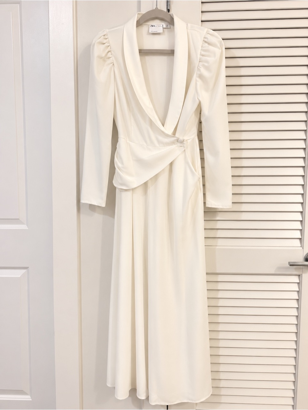 Asos Ivory Long Sleeve Draped Wrap Jumpsuit